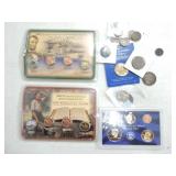 Lot of assorted coins and 2 - 1$ Santa Claus notes