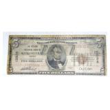 1929 $5 National Currency The Citizens