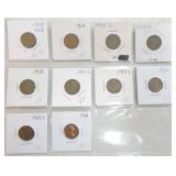 Lot of 10 early Lincolns 1909-25