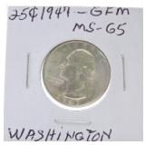 1947 Washington quarter MS65