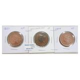 1851, 1852, and 1854 large cents