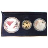 2008 Bald Eagle Three coin proof set, $5 gold,
