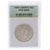 1945 Walking Liberty half NES MS65