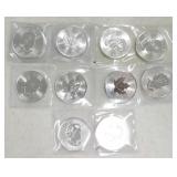 Lot of 10 - $5 Canada 1 oz rounds