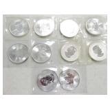 Lot of 10 - $5 Canada 1 oz rounds