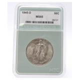 1945-D Walking Liberty half NTC MS65