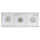 1942 (BU) and 1943 (VF20) Mercury dimes and
