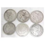 Lot of 6 Morgan dollars