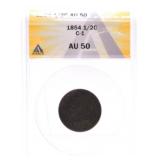 1854 half cent, ANACS AU50