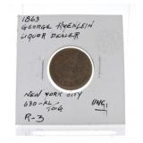 1863 CWT George Hyenlein Liquor dealer, NYC, unc