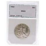1942 Walking Liberty half PCI MS66
