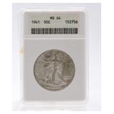 1941 Walking Liberty half ANACS MS64