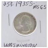 1935-S Washington quarter MS65