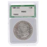 1891-CC Morgan dollar ANI MS63