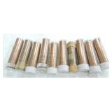 Lot of 10 BU rolls Lincoln cents, 1954-S