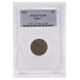 1913 Ty1 Buffalo nickel PCGS AU58