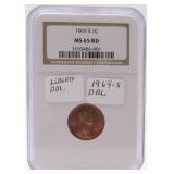 1969-S  Lincoln cent NGC MS65RD