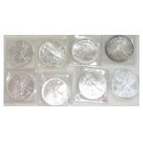 Lot of 8 silver eagles