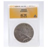 1925 Peace dollar ANACS AU58 details, cleaned