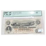 1853 $3 Obsolete Bank Note, Adrian Insurance Co.,
