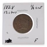 1828 half cent, 13 stars, F