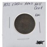 1832 half cent XF