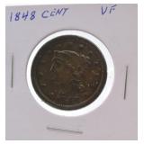 1848 large cent VF