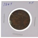1847 large cent XF