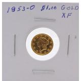 1853-O $1 gold Liberty XF