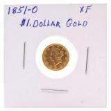 1851-O $1 gold Liberty XF