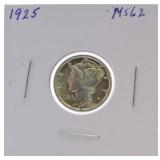 1925 Mercury dime MS62