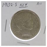 1902-S Barber half AU