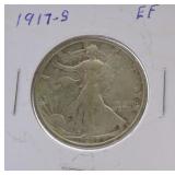 1917-S Walking Liberty half EF