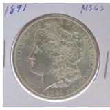 1891 Morgan dollar MS62