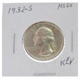 1932-S Washington quarter MS64