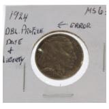 1924 Buffalo nickel MS63, double Liberty and