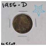 1925-D Buffalo nickel MS62