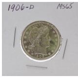1906-D Barber quarter MS65