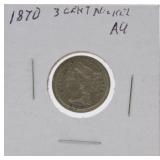 1870 three cent nickel AU