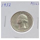 1932 Washington quarter MS63