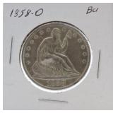 1858-O Seated Liberty half BU