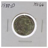 1937-D Buffalo nickel MS66