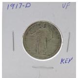 1917-D Ty1 Standing Liberty quarter VF