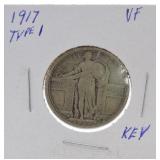 1917 Ty1 Standing Liberty quarter VF