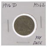 1916-D Buffalo nickel MS62