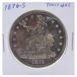 1874-S Trade dollar unc, toned