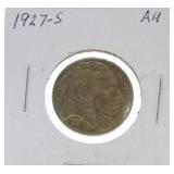 1927-S Buffalo nickel AU
