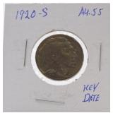 1920-S Buffalo nickel AU55