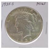 1935-S Peace dollar MS65