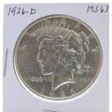 1926-D Peace dollar MS63